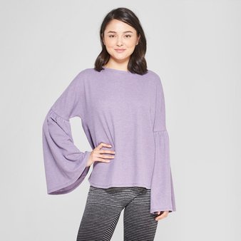 27 Pcs – xhilaration Women’s Bell Sleeve Sleep T-Shirt Purple L – New – Retail Ready