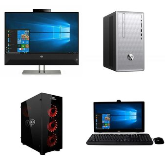 5 Pcs – Desktop & All-In-One Computers – Salvage – HP, EVOO, OVERPOWERED