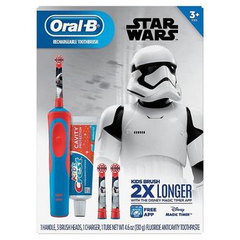 75 Pcs – Oral-B Kid’s 3757 Vitality Star Wars Electric Rechargeable Toothbrush with Crest Sparkle Fun Toothpaste – New – Retail Ready
