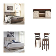 Pallet - 16 Pcs - Bedroom, Living Room, Bath, Dining Room & Kitchen - Mixed Conditions - Signature Design by Ashley, Unmanifested Home, Window, and Rugs, Ashley, Hollywood Bed Frame