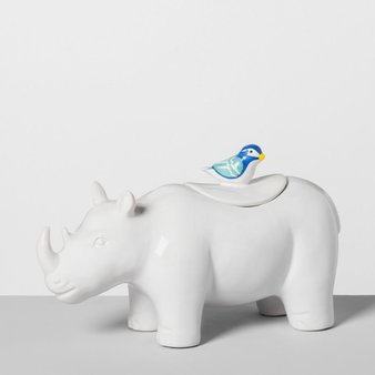 29 Pcs – Opalhouse Rhino Ceramic Cookie Jar White – New – Retail Ready