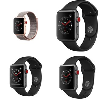 5 Pcs – Apple Watch – Series 3 – 42MM – Cell – Refurbished (GRADE D) – Models: MQK72LL/A, MTGT2LL/A, MQK22LL/A, NQK62LL/A