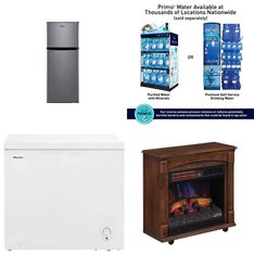 Pallet - 8 Pcs - Bar Refrigerators & Water Coolers, Fireplaces, Humidifiers / De-Humidifiers, Freezers - Customer Returns - ChimneyFree, Primo Water, HoMedics, Primo