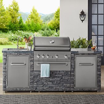 Pallet – Member’s Mark CGI04-LP SS304 Deluxe Stacked Stone 4 Burner Grill Island – Lawn & Garden – Customer Returns