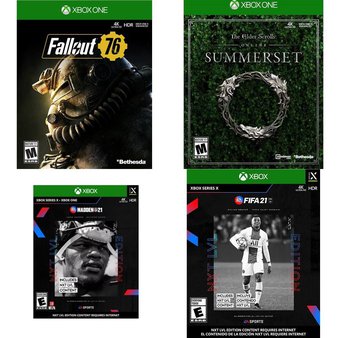 250 Pcs – Microsoft Video Games – New – Fallout 76 (XB1), Madden NFL 21 (Xbox One), The Elder Scrolls Online: Summerset (XB1), Fifa 21 Next Level (Xbox X)