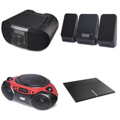 CLEARANCE! 2 Pallets - 229 Pcs - Accessories, Boombox, Receivers, CD Players, Turntables, Shelf Stereo System - Customer Returns - onn., Onn, One For All, CROSLEY