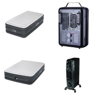 3 Pallets – 56 Pcs – Heaters, Camping & Hiking – Customer Returns – Aerobed, Mainstay’s, Utility, Sertapedic