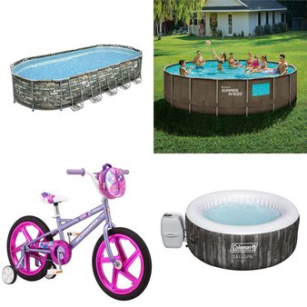 Friday Deals! 2 Pallets – 10 Pcs – Pools & Water Fun, Cycling & Bicycles, Outdoor Sports, Patio & Outdoor Lighting / Decor – Overstock – Coleman, Schwinn, Spalding