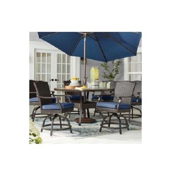 Pallet – Member’s Mark SAFQ08213-7I Agio Heritage 7-Piece Balcony-Height Patio Dining Set with Sunbrella Fabric, Indigo – Patio – Customer Returns – Member’s Mark