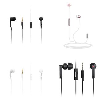 7 Pcs – Lenovo GXD0S50936 100 in-ear Headphone, Black, Lenovo GXD0S50938 100 in-ear Headphone-White, Wicked Audio WI-4251 Ravian Lightning Wired Earbuds – Rose Gold, Lenovo 4XD0J65079 In-Ear Headphone Black – Refurbished (GRADE A)