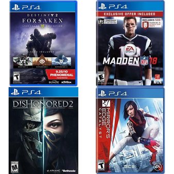 17 Pcs – Sony Video Games – Like New, Used, New – Destiny 2: Forsaken Legendary Collection (PS4), Dishonored 2 PlayStation 4, Mirrors Edge Catalyst (PS4), Madden NFL 18 Limited Edition (PS4)