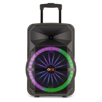 QFX PBX-1211 Portable Bluetooth Speaker, LED Lighting, Microphone, 12-Inches, Black – Certified Refurbished