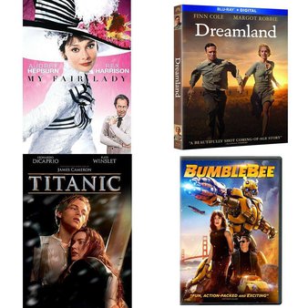 72 Pcs – Movies & TV Media -> DVD Discs – New – My Fair Lady (DVD), Titanic (Widescreen), Dreamland (Blu-ray), Creed II: 2 Film Collection (DVD)