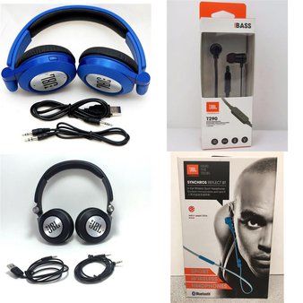14 Pcs – JBL Headphones & Portable Speakers – Refurbished (GRADE A, GRADE B) – Models: E40BT Black, JBLREFLECTBTBLU, EE40BTBLU, T290
