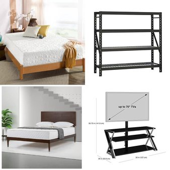 CLEARANCE! Pallet – 37 Pcs – TV Stands, Wall Mounts & Entertainment Centers, Dining Room & Kitchen, Mattresses, Office – Overstock – onn., Mainstays, Zinus