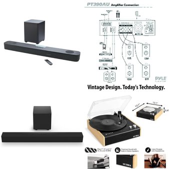 Pallet – 10 Pcs – Speakers, Receivers, CD Players, Turntables, Accessories – Customer Returns – Onn, onn., VIZIO, Pyle
