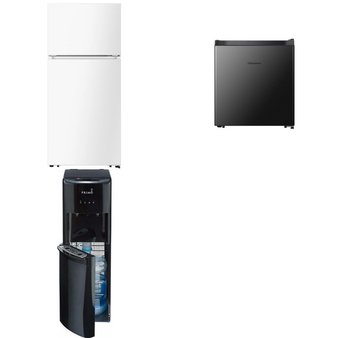 Pallet – 3 Pcs – Freezers, Bar Refrigerators & Water Coolers – Customer Returns – MORA, Primo Water, HISENSE