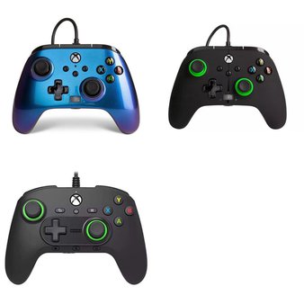 7 Pcs – Microsoft Xbox Controllers – Refurbished (GRADE A, GRADE B) – Models: Enhanced Wired Controller for Xbox Series XS Nebula, Xbox X|S / One Enhanced Wired Controller, Green Hint, AB01-001U