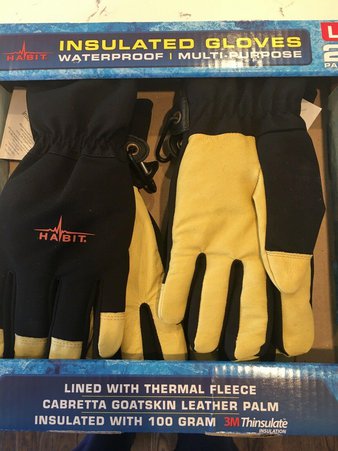 25 Pcs – Habit GSW2L Leather & Spandex All Purpose Work Gloves L 2 Pack – New – Retail Ready