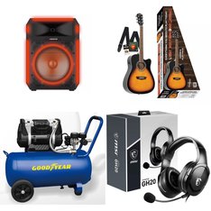 Pallet - 14 Pcs - Portable Speakers, Power Tools, Over Ear Headphones, Not Powered - Customer Returns - Monster, Goodyear, MSI COMPUTER, Washburn Guitars