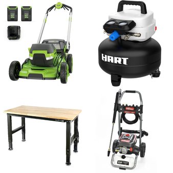 Pallet – 12 Pcs – Pressure Washers, Power Tools, Hardware, Mowers – Customer Returns – Hyper Tough, Hart, Greatstar, GreenWorks