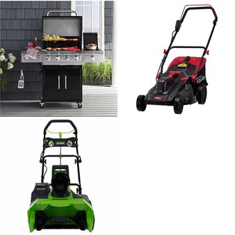 Pallet – 4 Pcs – Snow Removal, Grills & Outdoor Cooking, Mowers – Customer Returns – GreenWorks, Mm, Hyper Tough