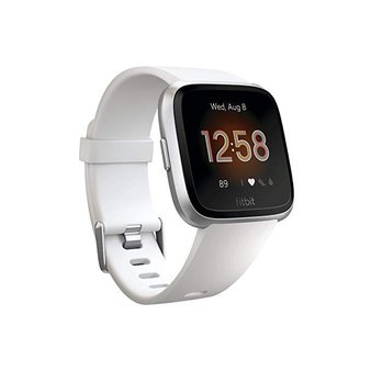 100 Pcs – Fitbit FB415SRWT Versa Smart Watch, One Size (S & L Bands Included) White/Silver Aluminum Lite Edition – (GRADE A) – FitBit