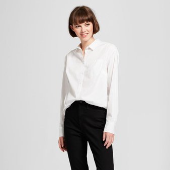 44 Pcs – A New Day Women’s Long Sleeve Shirt, Size: M, White – 97% Cotton – New – Retail Ready