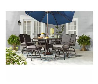 Pallet – Member’s Mark SAFQ08213-7R Agio Heritage 7-Piece Balcony-Height Patio Dining Set with Sunbrella Fabric, Dove Gray – Patio – Customer Returns – Member’s Mark