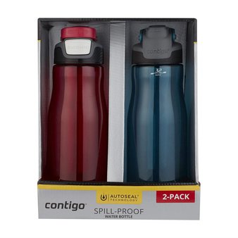 10 Pcs – Contigo 2094326 Autoseal Fit 32 oz. Spill Proof Water Bottle, 2 Pack Red/Blue – New – Retail Ready