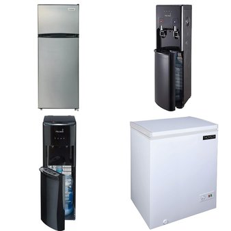 Pallet – 4 Pcs – Bar Refrigerators & Water Coolers, Refrigerators, Freezers – Customer Returns – Frigidaire, Primo, Thomson, Primo Water