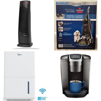 Pallet – 14 Pcs – Heaters, Humidifiers / De-Humidifiers, Vacuums, Drip Brewers / Perculators – Overstock – Lasko, Midea, Bissell