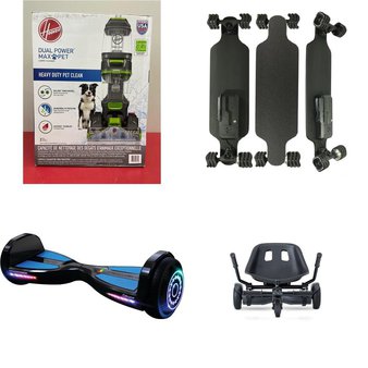 Pallet – 21 Pcs – Powered, Vacuums, Portable Speakers, Speakers – Customer Returns – Razor, Hoover, Jetson, Shark Wheel