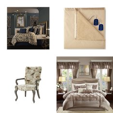 6 Pallets - 377 Pcs - Curtains & Window Coverings, Rugs & Mats, Bedding Sets, Sheets, Pillowcases & Bed Skirts - Mixed Conditions - Unmanifested Home, Window, and Rugs, Fieldcrest, Madison Park, Asstd National Brand