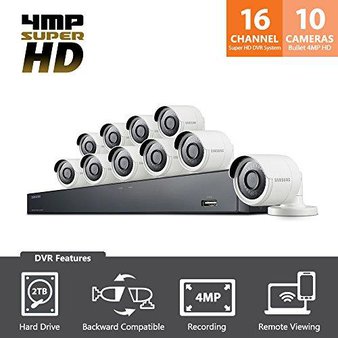 11 Pcs – Samsung SDH-C85100BF Wisenet 16 Ch 1080p HD 2TB Security System with 10 Cameras – Refurbished (GRADE A)