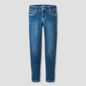 60 Pcs – Girls First Girls’ Knit Skinny Jeans with Rhinestone Details Medium Denim Wash 8 – New – Retail Ready