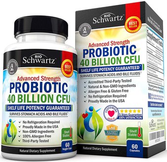 55 Pcs – BioSchwartz Probiotic 40 Billion CFU. Gluten Dairy Free for Women Men (60 Count) – New – Retail Ready