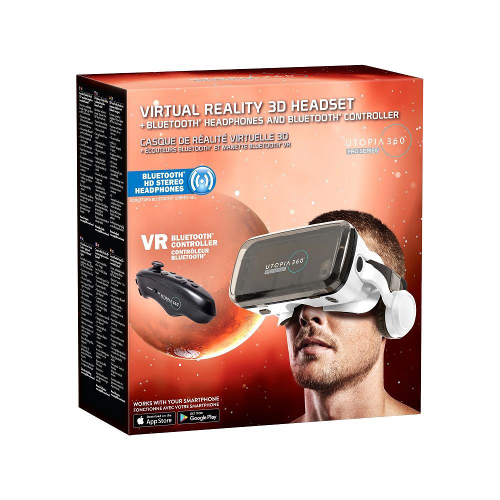 ReTrak Utopia 360 Virtual Reality 3D Headset with Built-In Headphones Black 