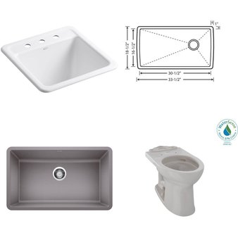 Pallet – 16 Pcs – Kitchen & Bath Fixtures, Hardware – Customer Returns – Kohler, ProFlo, TOTO USA, Blanco