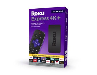 Roku 3941RW Express 4K+ Streaming Player 4K/HD/HDR with Smooth Wi-Fi, Premium HDMI Cable, Voice Remote (Remote May Vary) – Certified Refurbished