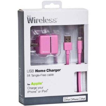 25 Pcs – Just Wireless 04281 USB Home charger – 5ft cable – Pink – Customer Returns