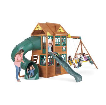 Pallet – KidKraft Charleston Lodge Wooden Swing Set – Outdoor Play – Tested NOT WORKING – KidKraft