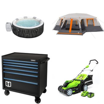 Flash Sale! 3 Pallets – 37 Pcs – Not Powered, Outdoor Sports, Storage & Organization, Mowers – Overstock – GreenWorks, Morrell, Madd Gear, Muscle Rack