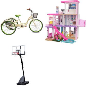 Pallet – 3 Pcs – Outdoor Sports, Dolls, Cycling & Bicycles – Customer Returns – Spalding, Barbie, Kent