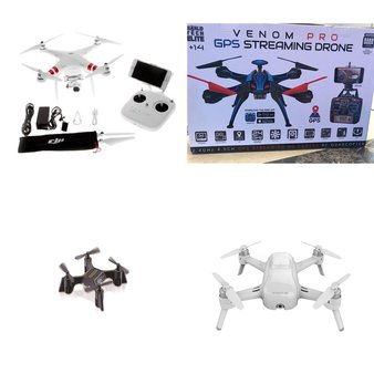 154 Pcs – Drones & Quadcopters – Tested Not Working – SHARPER IMAGE, DJI, ProMark, Venom