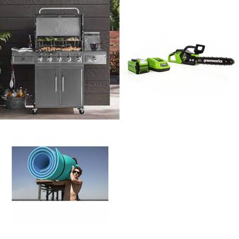 CLEARANCE! Pallet – 3 Pcs – Hedge Clippers & Chainsaws, Pools & Water Fun, Grills & Outdoor Cooking – Customer Returns – GreenWorks, Floatation IQ, Mm