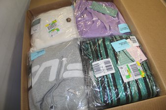 1 Parcel Box – 41 Pcs – Like New and New Apparel – Dress Shirts, Suits & Sportcoats, Jeans, Pants, Legging & Shorts – JC Penney