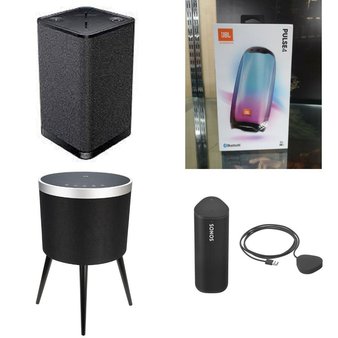 Pallet – 57 Pcs – Portable Speakers – Damaged / Missing Parts / Tested NOT WORKING – JBL, BOSE, Onn, Monster