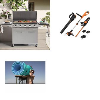 CLEARANCE! Pallet – 5 Pcs – Pools & Water Fun, Trimmers & Edgers, Grills & Outdoor Cooking – Customer Returns – Floatation IQ, Worx, Mm