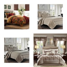 6 Pallets - 367 Pcs - Curtains & Window Coverings, Bedding Sets, Blankets, Throws & Quilts, Sheets, Pillowcases & Bed Skirts - Mixed Conditions - Madison Park, Eclipse, Fieldcrest, CHF